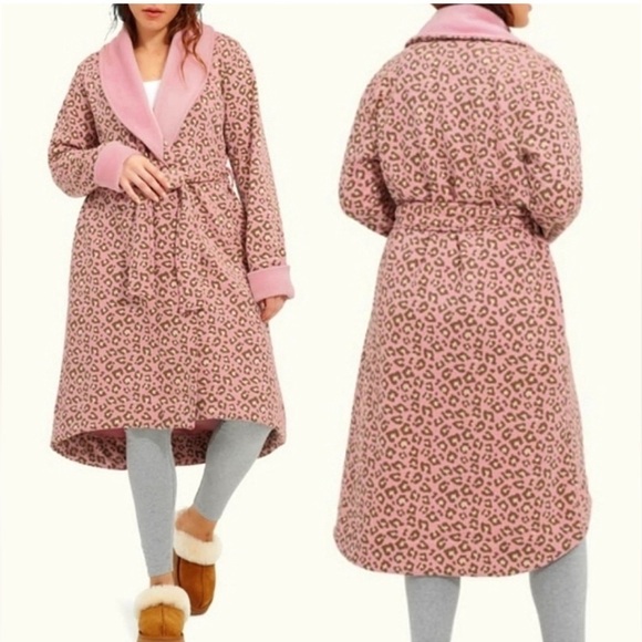 UGG Duffield II Double Knit Fleece Luxurious Pink Heather Robe - Picture 4 of 16